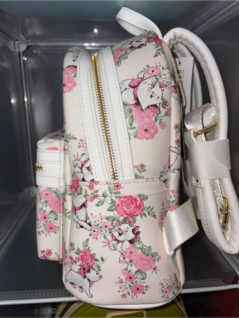 RARE! Pre Funko Heart Tag Pink & Cream Marie Floral Mini Backpack - Picture 4 of 6